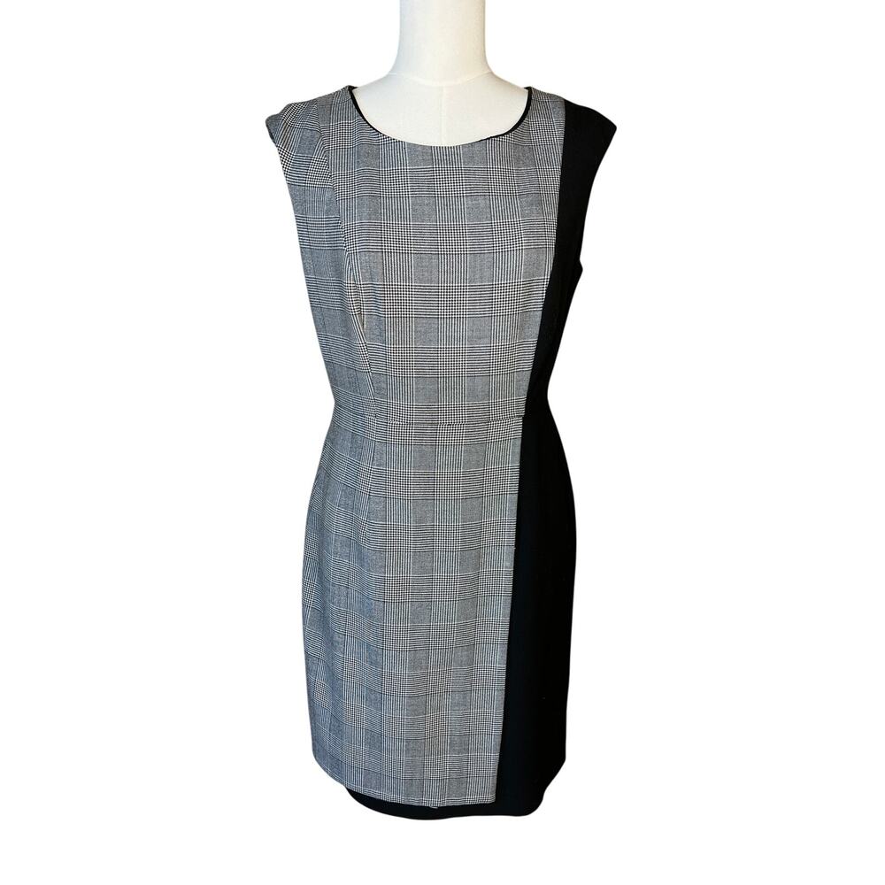 Calvin Klein Women's Dress Plaid Sheath Sleeveless Business Size 6